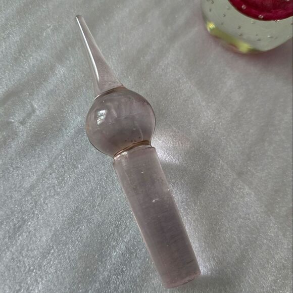 Vintage Pink Art Glass Perfume Bottle Decanter with Stopper Bullicante Bubble - Picture 6 of 8